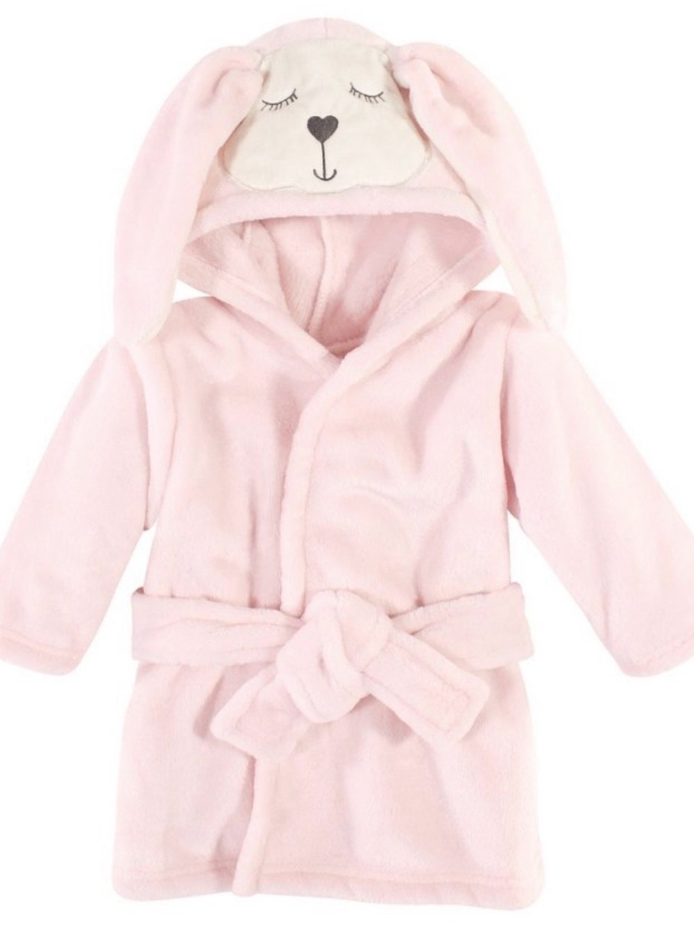Hudson Baby Pink Bunny Hooded Plush Robe with Cream Ears